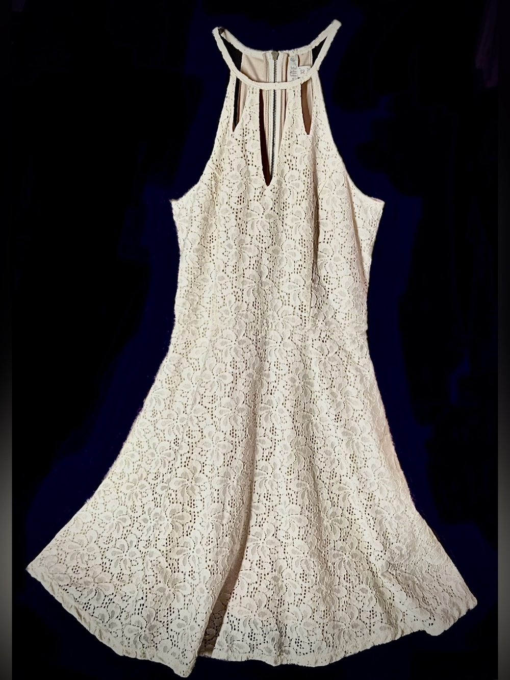 Cream Lace Fit & Flare Mini Dress